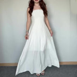 Plataz 2024 New Female Decoration Height Waist Simple Temperament High-Grade Breast-Smear Lightweight Dress