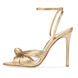 Plataz Large Size Shallow Gold PU Fine High Heel Sandals Fashion Banquet Party Shoes Direct Sales High Quality Shoes