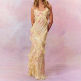 Plataz Elegant Tea Break Dress 2025 Summer New Slings Print Backs To The Leaves Of The Dress Woman HZ0628