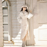 Plataz White Moonlight New Chinese Style Daily New Top Dress Autumn And Winter Set X166