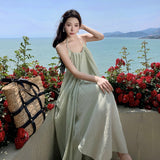 Plataz Windy Sexy Big Show Hanging Neck Hanging Neck Dress Seaside Holiday Style French Atmosphere Beach Fairy Dress