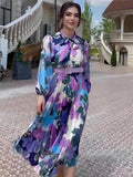 Plataz 2024 Spring New Scarf Temperament Bubble Sleeves To Close The Waist Design Dress