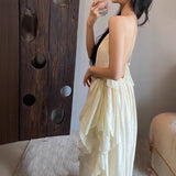 Plataz Leaf Loose Hanging Neck Hanging Dress Women Summer Lazy Holiday Style Dress Lot