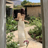 Plataz Pure Wind Seaside Holiday Dress Female Sanya Sexy Hanging Neck Long Dress