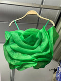 Plataz Wind Eagan Yarn Three-Dimensional Flower Sling Vest Summer New Ocean Chic Short Top DJPT
