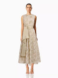 Plataz Summer New Round-Neck Sleeveless Three-Dimensional Flower Belt To Receive Long-Term Dress Women