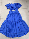 Plataz Bubble Bubble Sleeve Short Sleeve Back Single Buckle Kinesion Wrapped Blouse + High Waist Half-Dress Skirt Suit