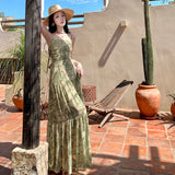 Plataz A Sense Of Seaside Vacation Wearing A Picture Of Bohemian Print Chiffon Sling Dress With A Thin Dress