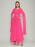 Plataz Elegant Style Dress 2025 Spring New Round Horn Sleeves Big Swing Dress Dress Woman