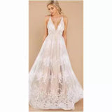 Plataz Sling With Deep V Sexy Mesh Embroidered Dress Maternity