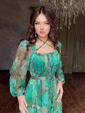 Plataz Summer Women's Fashion Fashion Printed Long Dress Elegant Dress With Long Sleeves