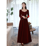 Plataz Bridal Toasting Clothes Big-Size Fatmm Spring 2025 New Wine Red Back Door Engagement Evening Dress