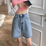 Plataz Five-Legged Trousers Wide-Legged Denim Shorts Women's Summer In Thin High-Waisted Loose 5 Percent Straight Trousers DJPT
