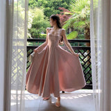 Plataz French Pink Fading Dress With Sling Dress Birthday Dress Big Swing Pony Dress Woman