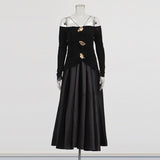 Plataz French Retro Style Dress 2025 Summer New Hanging Neck One-Word To Receive Waist Long Dress Dress Dress Dress