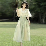 Plataz Blue Poetry Chinese Style Improvement Han Elements Women's Outer Sling Skirt Suit 9069