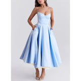 Plataz Women's New Sling V-Neck Sleeveless Dress Pony Skirt HZ0628