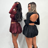 Plataz Women's Tight-Nung Twinning Top Floral Half Dress Elegant Suit DJPT