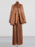 Plataz Dress 2025 Summer New Retro Fashion Design Feeling 100-Folded Bat Sleeve Dress Woman