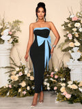 Plataz Bow Bump Color With Chest With Dressing Dinner High-End Feel Beautiful Evening Dress