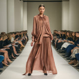Plataz Dress 2025 Summer New Retro Fashion Design Feeling 100-Folded Bat Sleeve Dress Woman