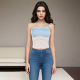 Plataz Sexy Hanging Neck Lace Blouse 2025 Summer New Umbilly Slinged Woman DJPT