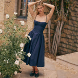 Plataz Dress Body Sexy Dew Mid-Slit Dress Collar Fine Shoulder Strap Mid-Slings Boom Skirt