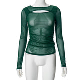 Plataz Women's Summer 2024 New Solid Color Long Sleeve Bottom Net Slamm Slamm An Empty Top DJPT