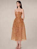 Plataz 2025 Three-Dimensional Flower Lace Perspective Yarn Dress Dress Dress Dress Dress Woman