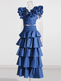 Plataz Vintage Elegant Set Spring 2025 New Laminated Laminated Stacked Stacked Laminated Leafed Dress Woman