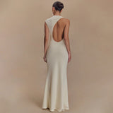 Plataz 2025 New Solid-Color Sleeveless Roll-Free Backpack Hip Dress