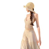 Plataz Seaside Holiday Dress Set To Take Pictures And Wear Age-Reduction Knitted Slings + A-Word Cake Skirt