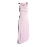 Plataz Dress Women's Dress Spring 2025 New Pink Sleeveless Bow Splicing Body Repair Long Dress