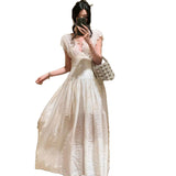 Plataz Embroidered V-Necked White Dress