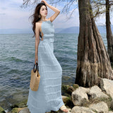 Plataz Dress Niche Design Hanging Neck Sling Sling Vest Holiday Wrinkled Half-Dress Suit