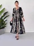 Plataz Fashion Prints In The Summer Of 2024 V-Neck Vacation Comfort Loose Dress