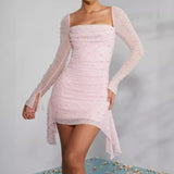 Plataz Pink Sexy High-End Pearl Skirt HZ0628