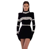 Plataz Fashion Water Drill Bandage Dress Temperament Tight-Buff Party Dress Dress