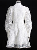 Plataz Retro Court Dress Women's Dress 2025 Early Spring New Lace Embroidery Jed Flower Collection Waist Thin Skirt