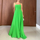 Plataz Women's High-Rise Splicing Sexy Dew Solid Color Design Dress In Summer 2025