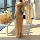 Plataz Minority Temperament Lace Mesh Embroidery Dress Woman 2025 New High-End Feel Banquet Waist Dress