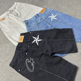 Plataz Alcatraz Jeans New Star Embroidered High Street Retro Old Casual Five-Point Pants DJPT