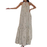 Plataz Summer New French Heavy-Brybeads Hooked Famous Hanging Neck Dress