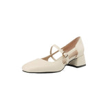 Plataz Size Size Mary Jane Shoes Hollow Coarse Sandals Women's Summer New Buckle With Heel Women's Shoes High Quality Shoes