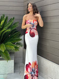 Plataz Positioning Print Medium Long Bag Hip Dress Sexy Breast Repair Dress Summer HZ0628