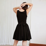 Plataz 2025 New Solid Color Sleeveless Tie With Hip Repair Dress