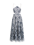 Plataz Babes 2025 New High-End Feeling Hanging Neck Sling Belt Hollow Print Dress In The Female