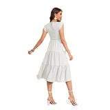 Plataz Summer Women's Flying Sleeves Folded Layered Short-Sleeved Dress Chiffon Pregnant Women's Dress Maternity