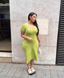 Plataz Summer Women's New Short Sleeve V-Neck Dress