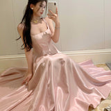 Plataz French Pink Fading Dress With Sling Dress Birthday Dress Big Swing Pony Dress Woman